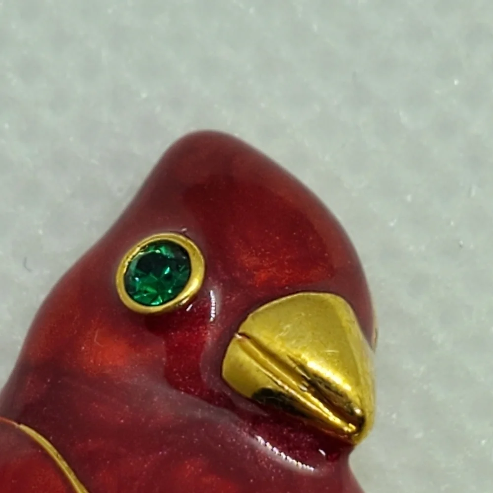 Red Bird Holly Berry Pin Brooch